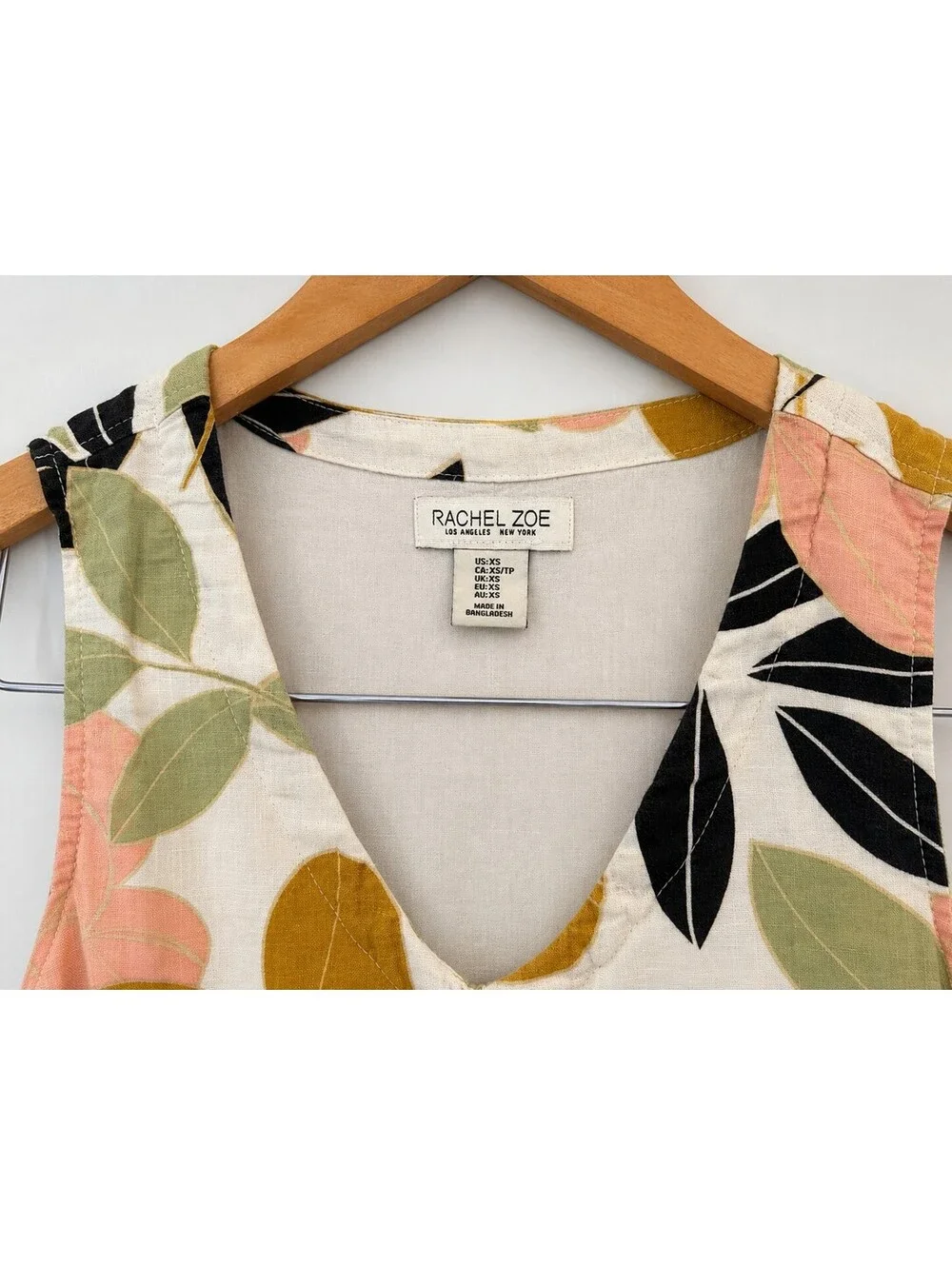 Rachel Zoe 100% Linen Floral Mini Swing Trapeze Dress Size XS